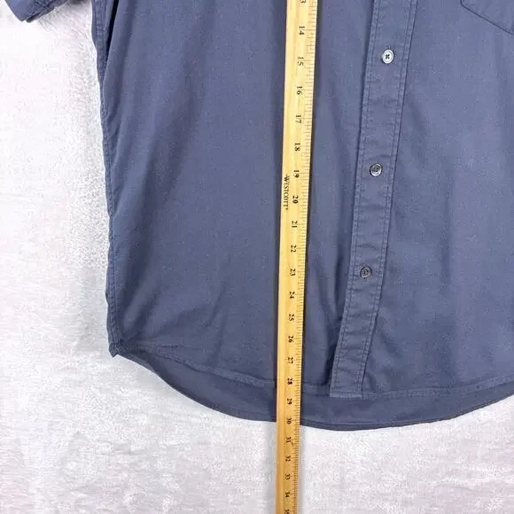 Buck Mason Shirt Mens L Draped Twill One Pocket Blue Preppy Classic Huckberry - Picture 4 of 8